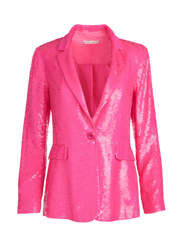 MACEY SEQUIN NOTCH COLLAR BLAZER | Alice + Olivia