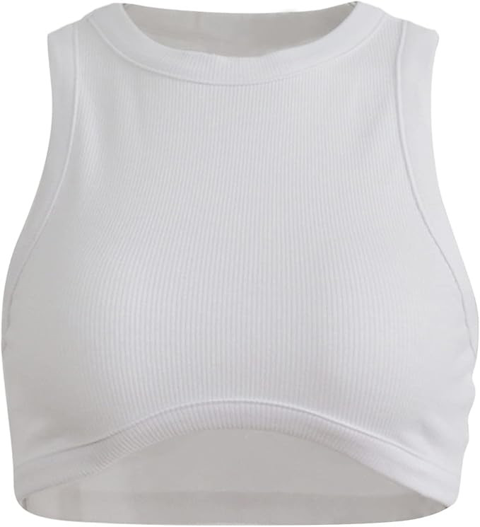 Andannby Y2k Sleeveless Racerback Tank Tops for Women Knitted 1/2 Crop Top Summer Basic Casual Ve... | Amazon (US)