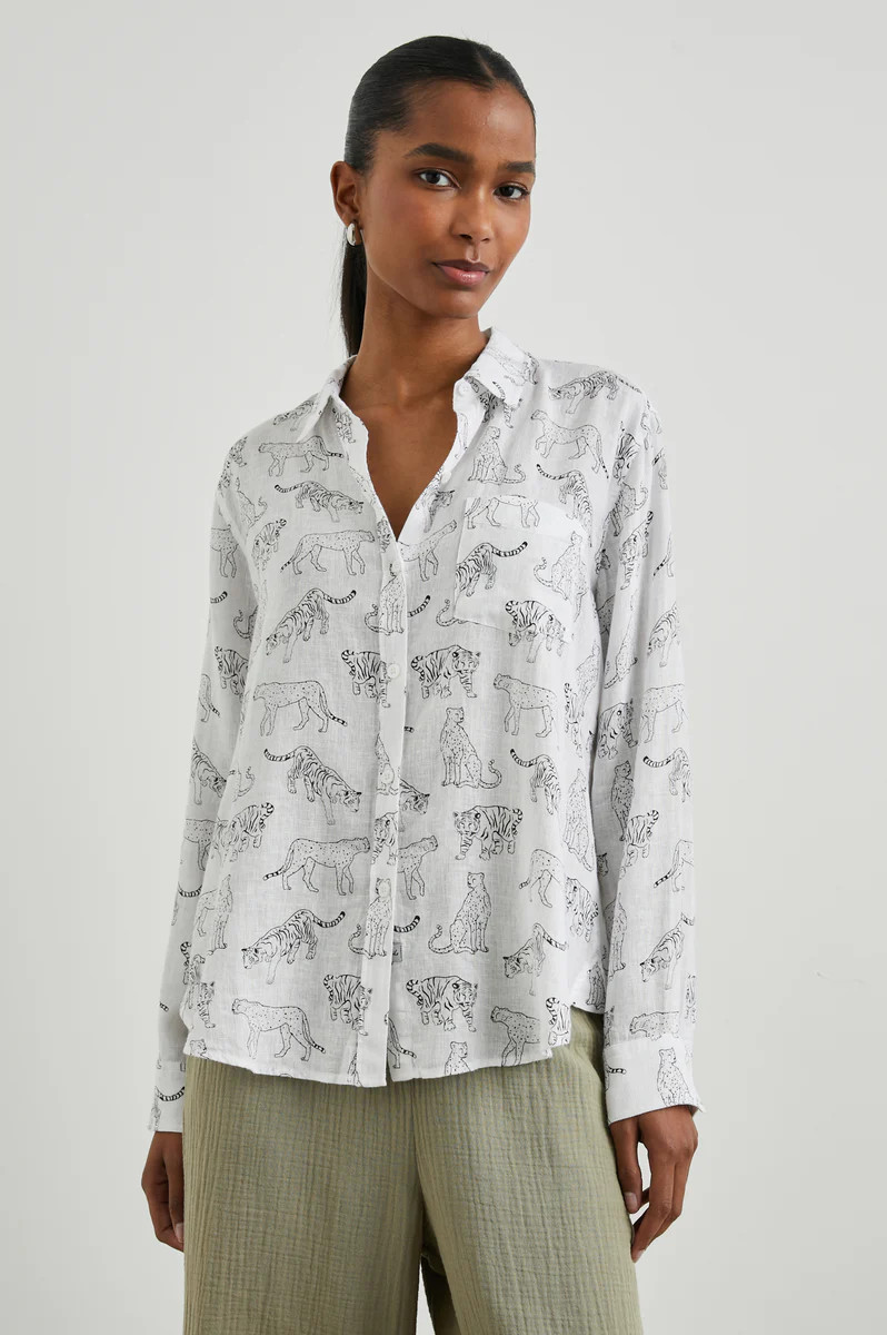 CHARLI SHIRT - IVORY JUNGLE CATS | Rails