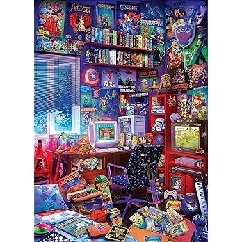 '80s Game Room Pop Culture 1000 Piece Jigsaw Puzzle by Rachid Lotf | Interactive Brain Teaser, Educa | Amazon (US)