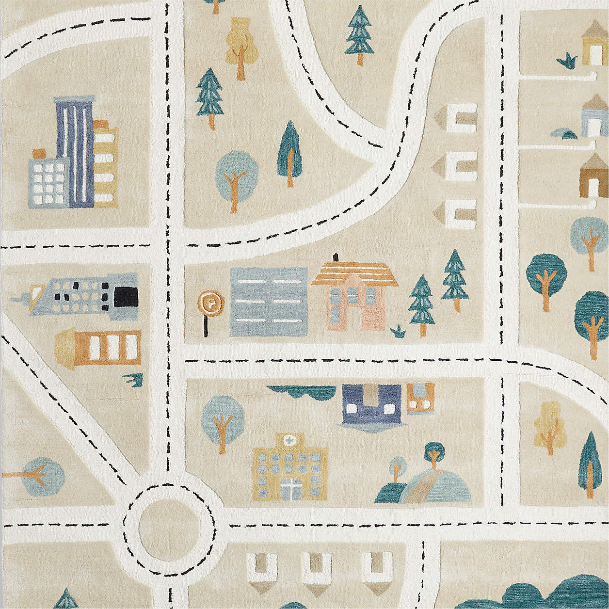 City Roadmap Interactive Wool Kids Area Rug 5'x8' + Reviews | Crate & Kids | Crate & Barrel