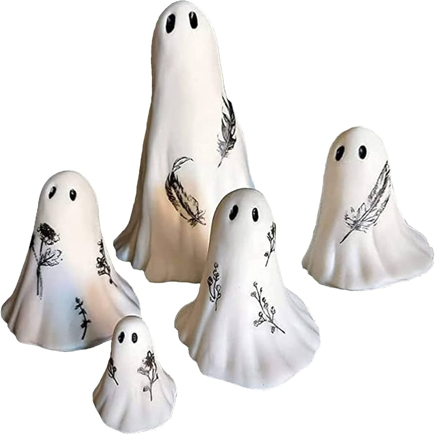 Gesun Cute White Ghost Sculpture Set Halloween Ghost Ornament Ghost Sculpture Cute Ghost Decorati... | Amazon (US)