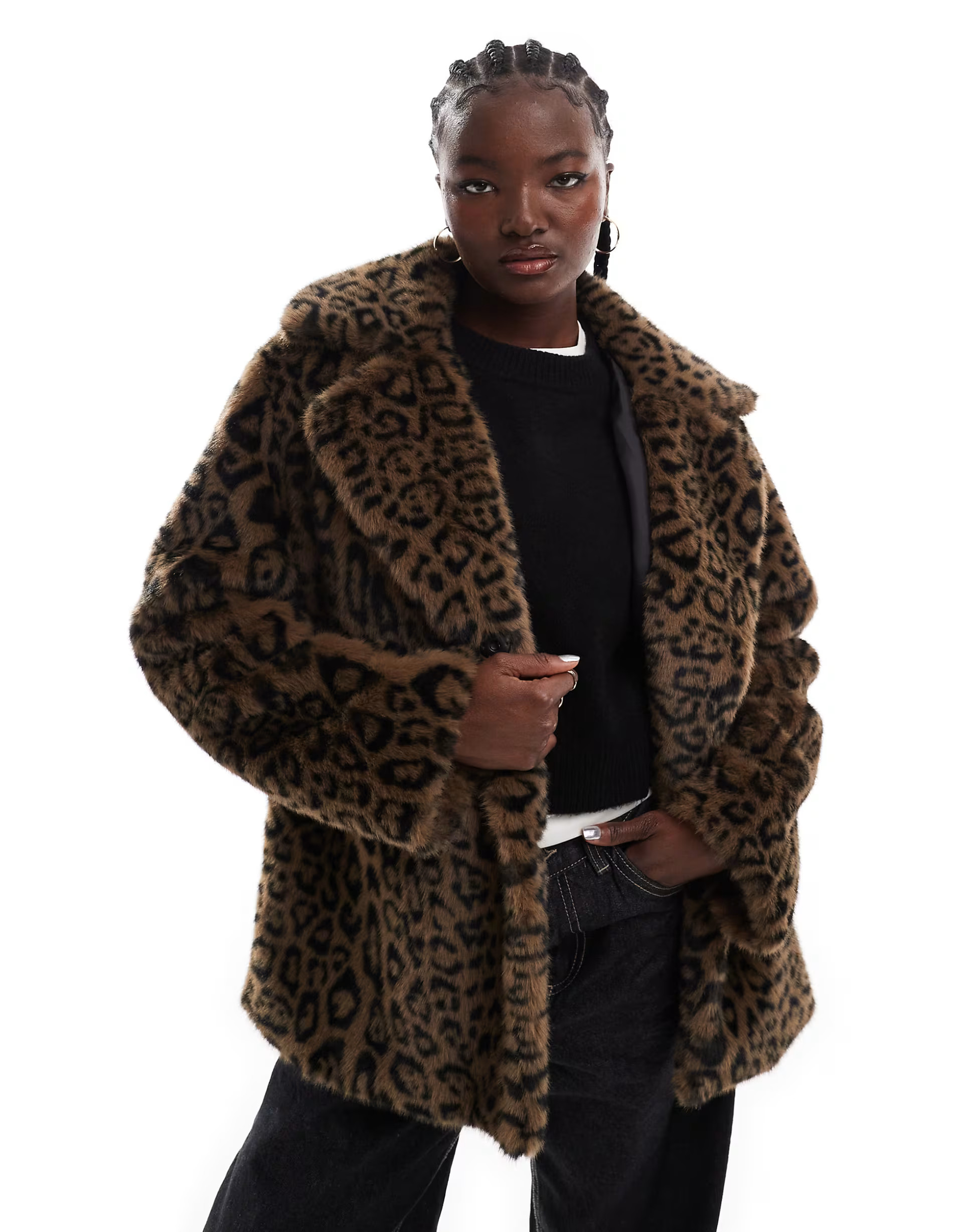 ASOS DESIGN faux fur jacket in animal print | ASOS (Global)