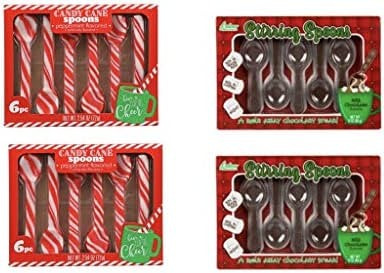 Candy Cane Peppermint Flavored Spoons, Chocolate Stirring Spoons, Hot Chocolate Party, Chocolate ... | Amazon (US)
