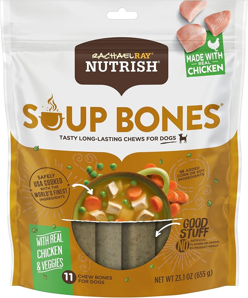 Rachael Ray Nutrish Soup Bones Dog Treats, Chicken & Veggies Flavor, 11 Count (Pack of 1) | Amazon (US)