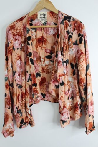 Jaase Peach Floral Waterfall Jacket Size Large | eBay AU