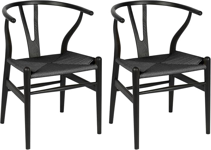 Wishbone Chair Natural Solid Wood Dining Chair/Hans Vegner Y Chair Rattan and Wood Accent Armrest... | Amazon (US)