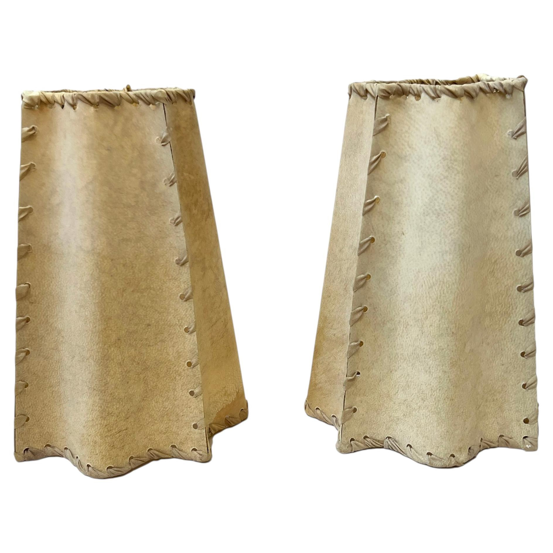 Pair of Vintage Parchment Shades | 1stDibs