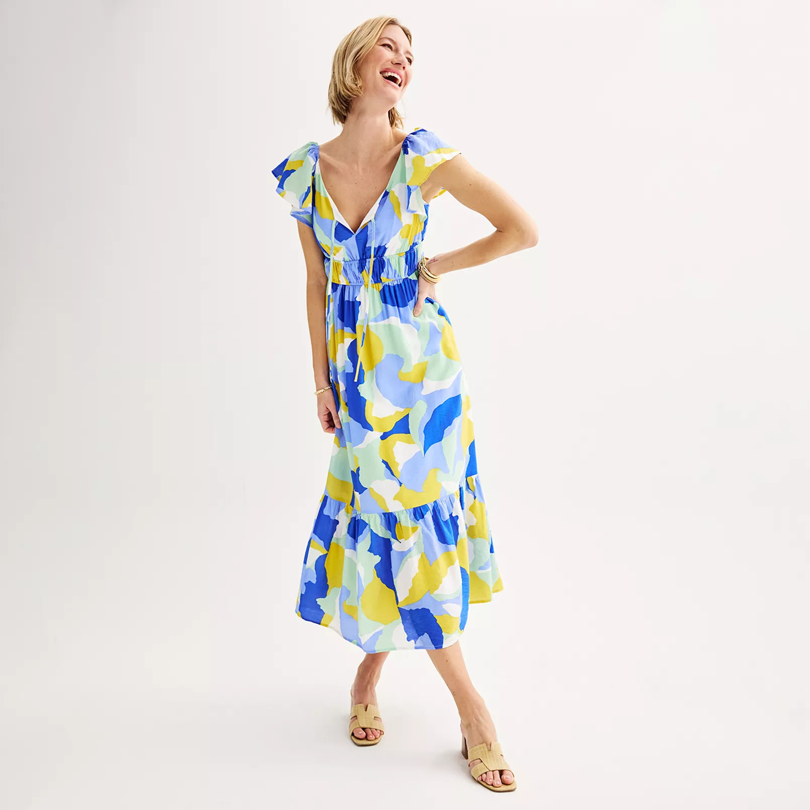 Women's Nine West Flutter Sleeve Maxi Dress | Kohl's