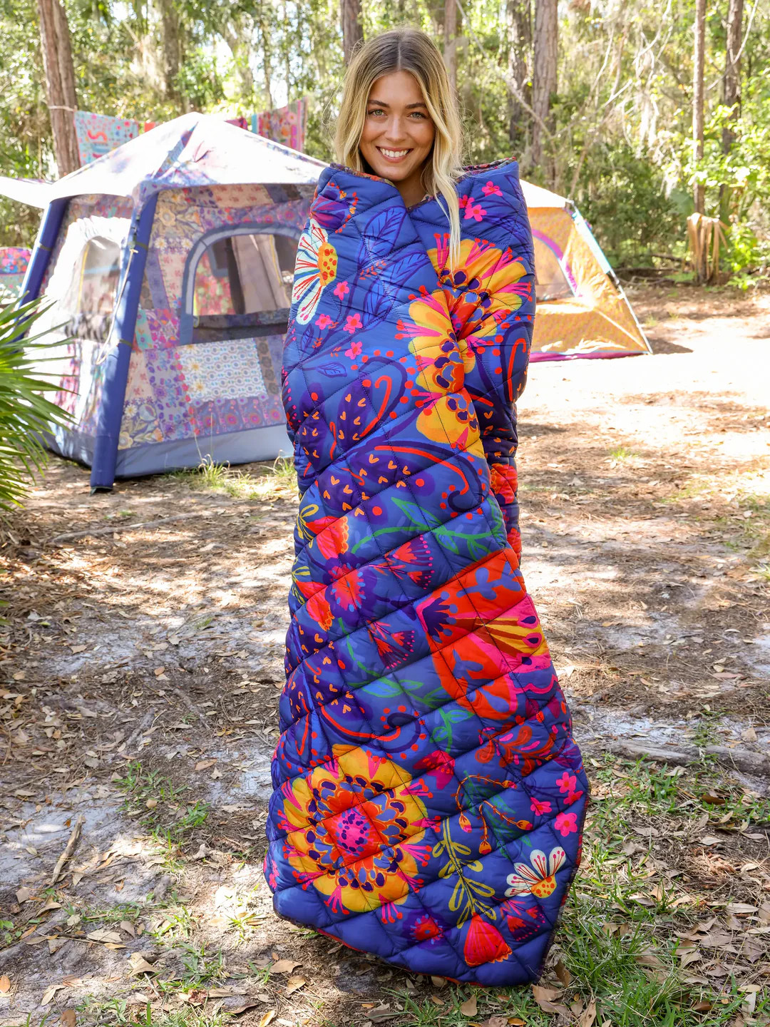 Puffy Outdoor Blanket - Dark Floral Garden | Natural Life