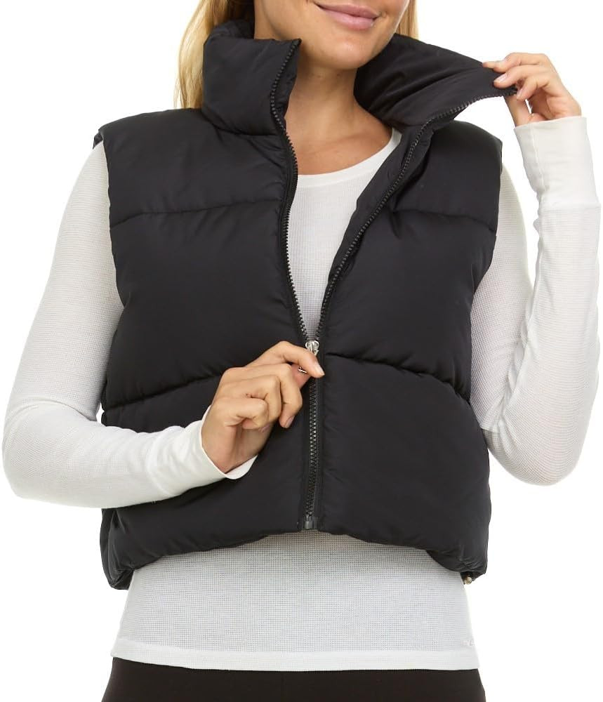 Steve Madden Cropped Puffer Vest for Women - Sleeveless Women’s Outerwear Vests | Amazon (US)