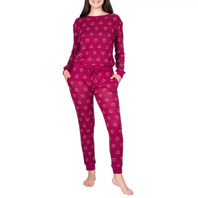 Blis Women's and Women's Plus Sleep Long Sleeve Pajama Jogger Set | Walmart (US)