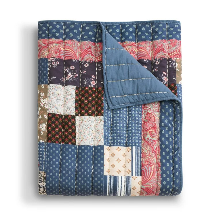 Greenland Home Shiloh Traditional Calico Patchwork Print Quilted Throw Blanket | Walmart (US)