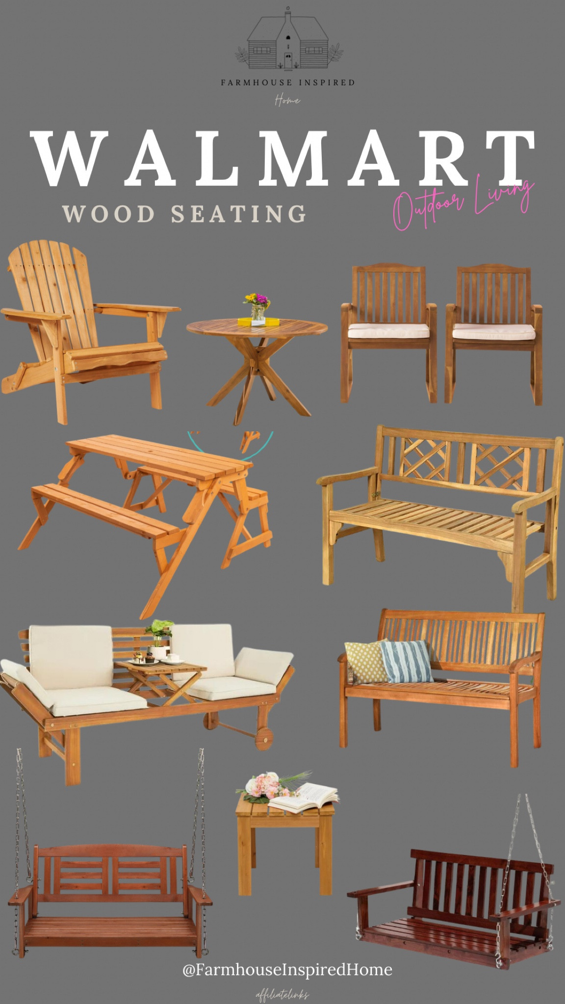 The charm of outdoor wood seating is unparalleled. This Summer entertain your guests in style with this beautiful collection and more from Walmart! #summerparty #outdoorliving #woodseating #woodswing #lawnseating

#LTKHome #LTKSummerSales #LTKParties