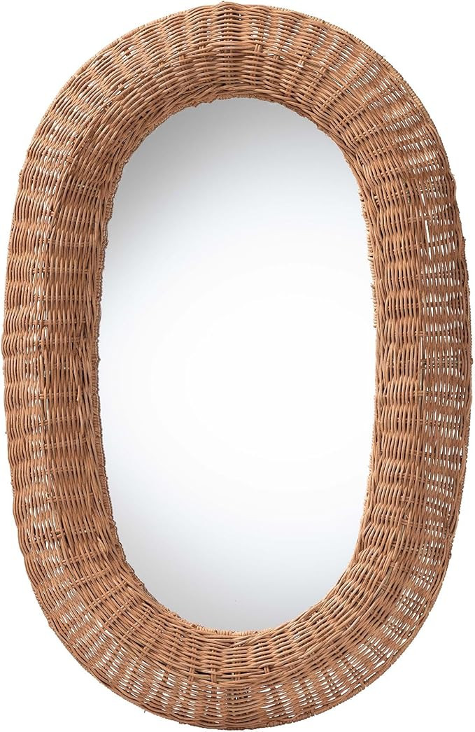 bali & pari Brisia Oval Rattan Wall Mirror - Handwoven Wicker Framed Mirror for Entryway, Living ... | Amazon (US)