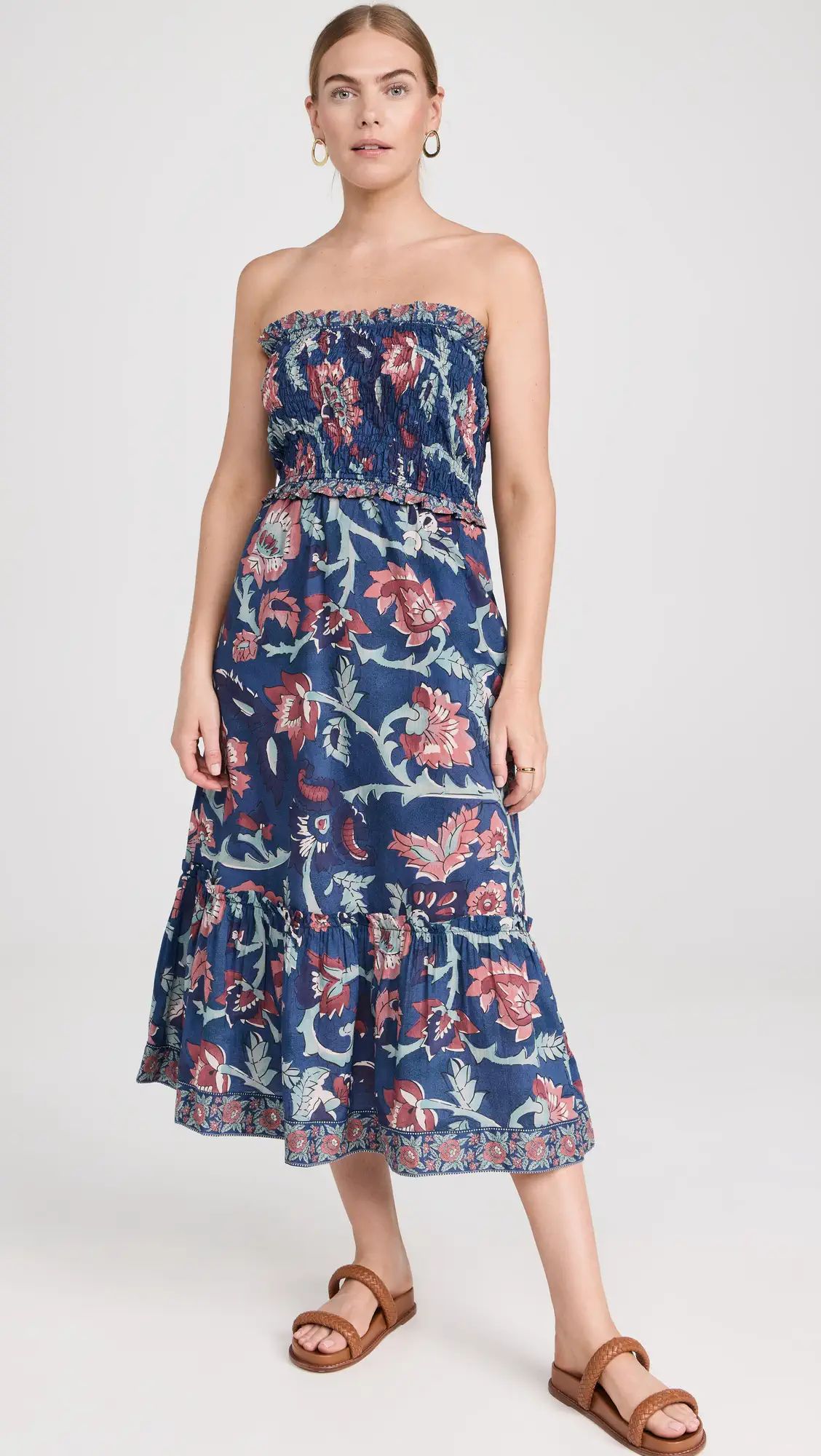 Sea Luna Print Smocked Swim Coverup Dress | Shopbop | Shopbop