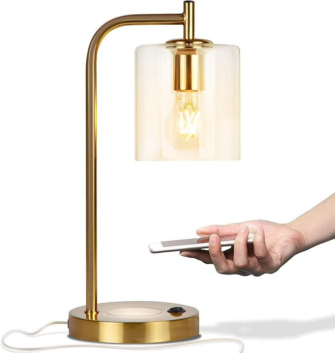 Brightech Elizabeth Office Desk Lamp - Wireless Charging Pad and USB Port – Living Room Table L... | Amazon (US)