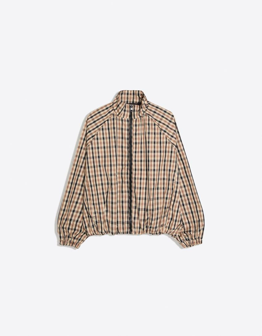 Check nylon jacket - Women | Bershka UK