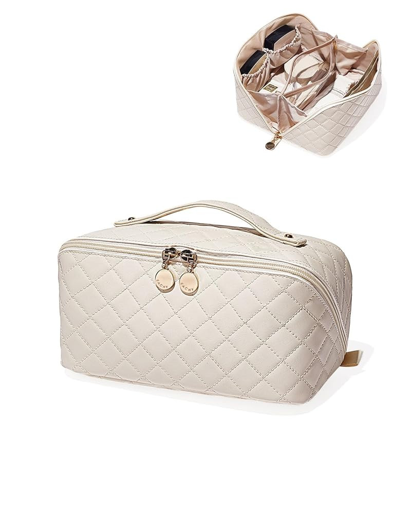 EACHY Travel Makeup Bag,Large Capacity Cosmetic Bags for Women,Waterproof Portable Pouch Open Fla... | Amazon (US)