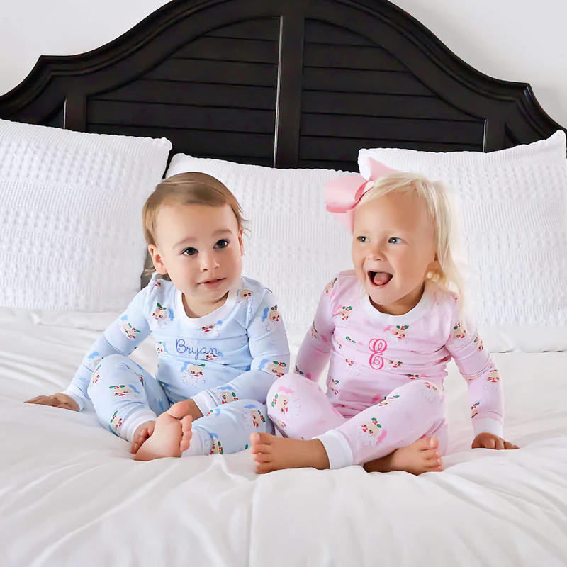 Vintage Santa Blue Pajamas | Classic Whimsy