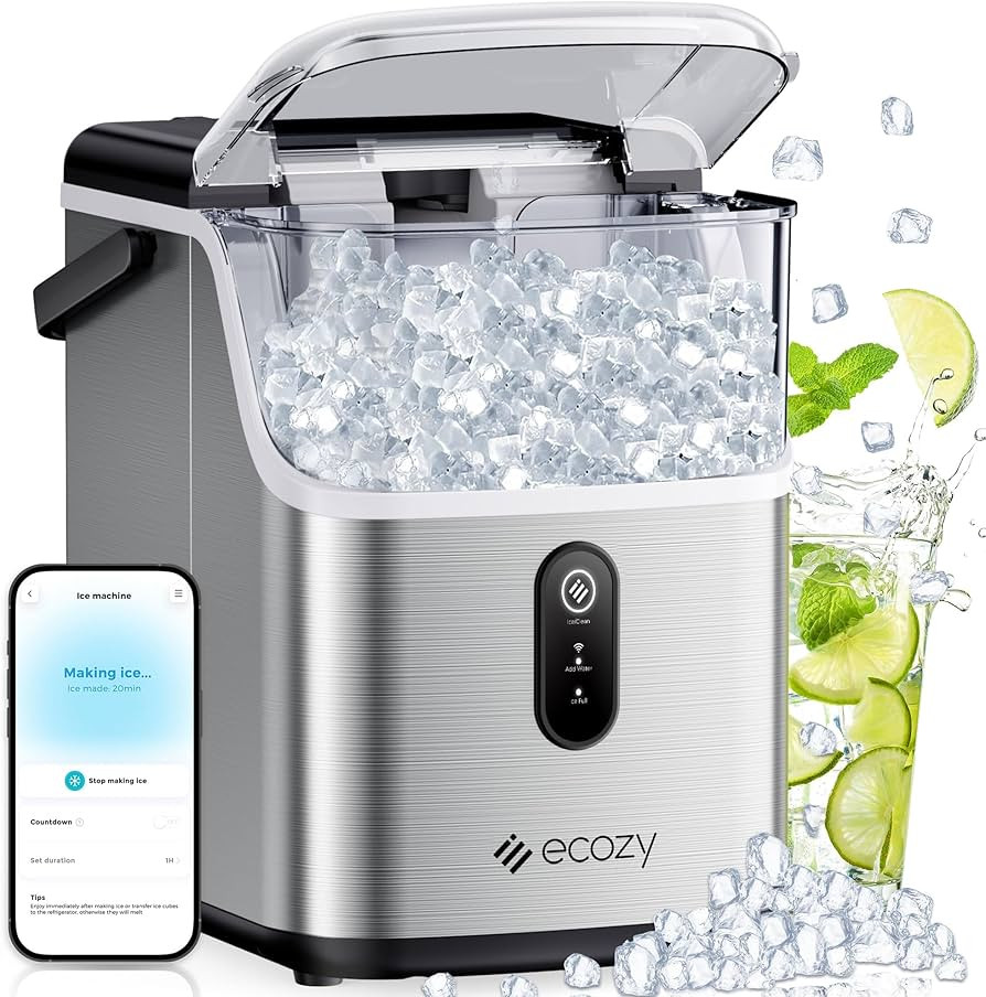 ecozy Smart Nugget Ice Maker Countertop, Pebble Ice Maker with 35lbs/24H Soft Chewable Ice, Self-... | Amazon (US)