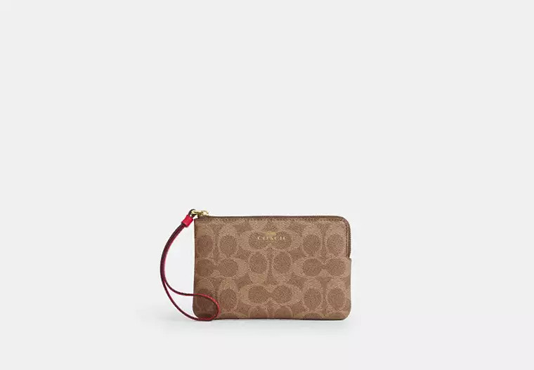 Corner Zip Wristlet In Signature Canvas | Coach Outlet US