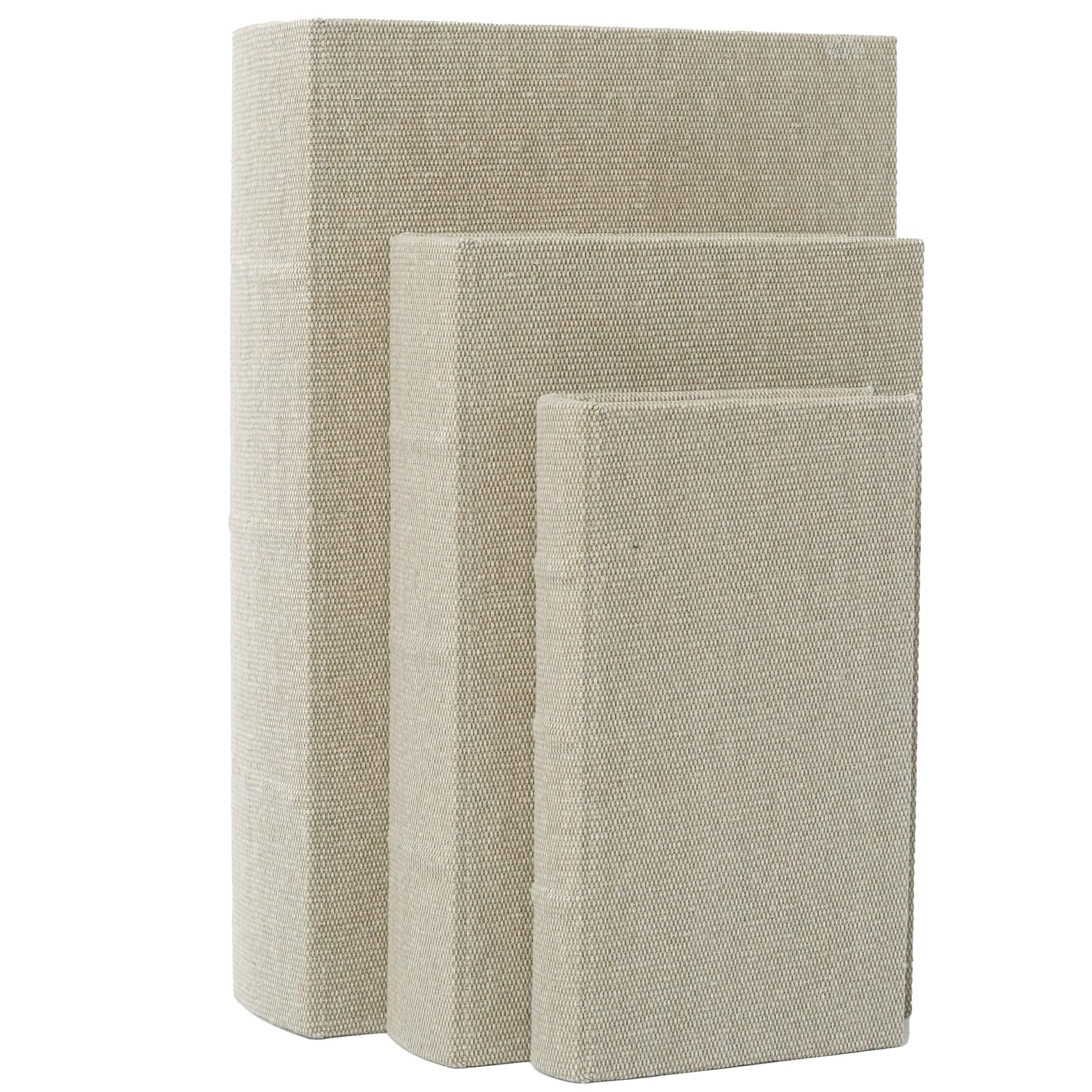 SwallowLiving Set of 3 Linen Decorative Book Boxes with Hidden Storage – Modern Neutral Linen F... | Amazon (US)