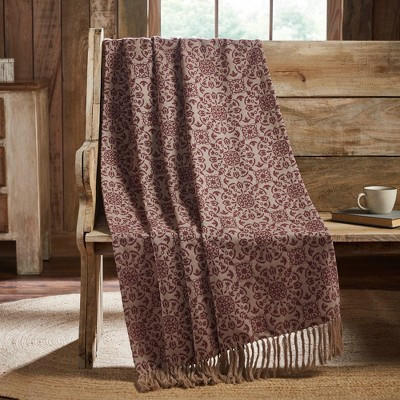 Custom House Burgundy Tan Jacquard Woven Throw 50x60 | Target