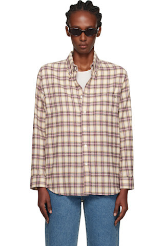 Dunst - Beige & Pink Check Flannel Shirt | SSENSE