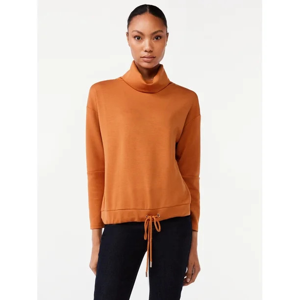 Scoop Women's Scuba Knit Top with Funnel Neck - Walmart.com | Walmart (US)