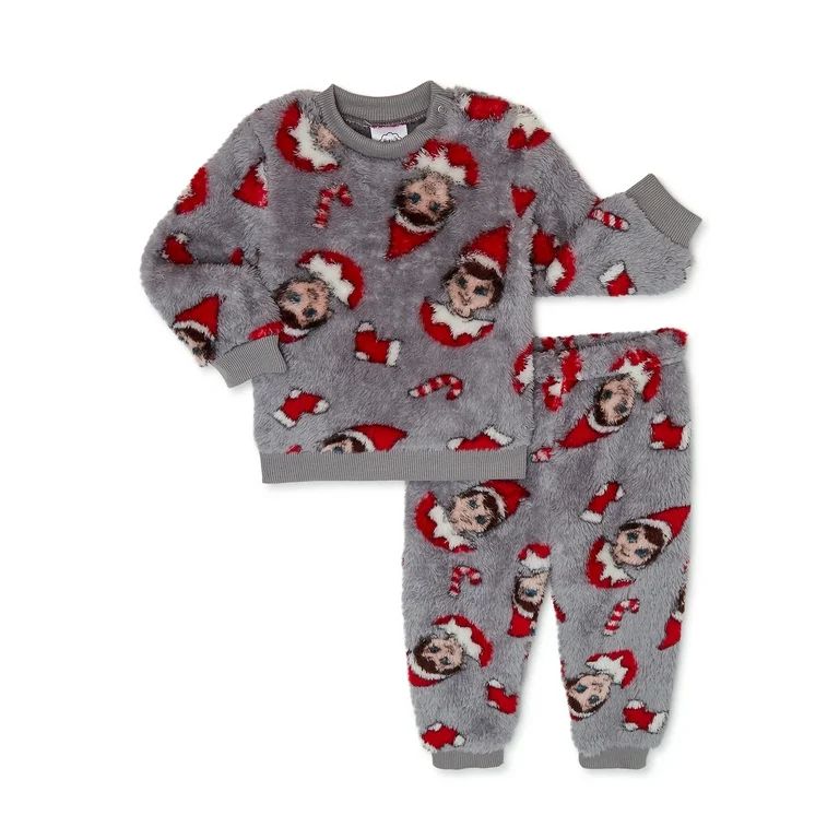 The Elf on the Shelf Baby and Toddler Christmas Faux Sherpa Top and Joggers Set, 2-Piece, Sizes 0... | Walmart (US)