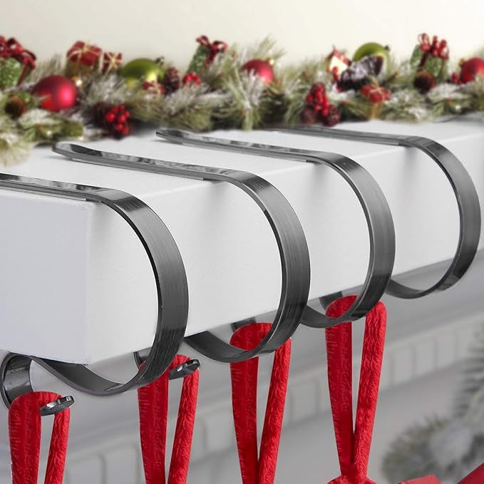 Christmas Stocking Holders for Mantle Set 4,Protective Pads Christmas Stocking Holders for Firepl... | Amazon (US)