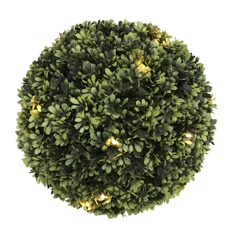 Better Homes & Gardens 20" Outdoor Artificial Topiary Decor in Black Planter, with Battery-Operat... | Walmart (US)