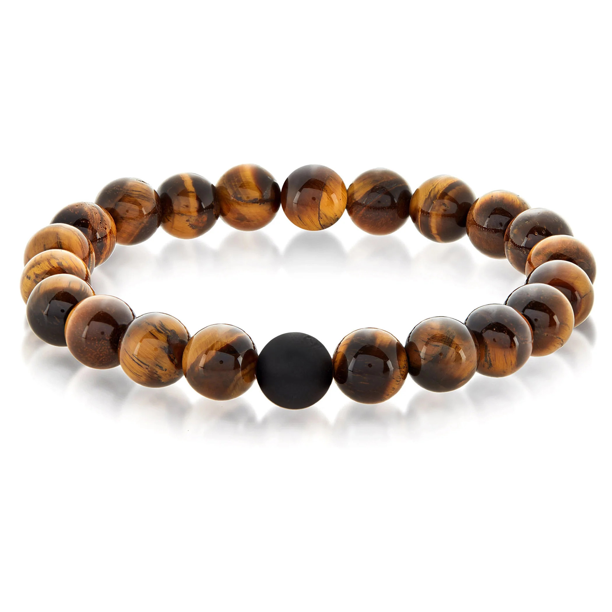 Coastal Jewelry Tiger's Eye and Black Matte Onyx Bead Stretch Bracelet (10mm) - Walmart.com | Walmart (US)