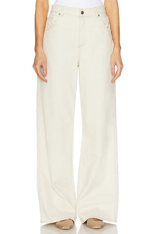 Blumarine Wide Leg Jeans in Ice Blue - White. Size 36 (also in 38, 40, 42). | FWRD 