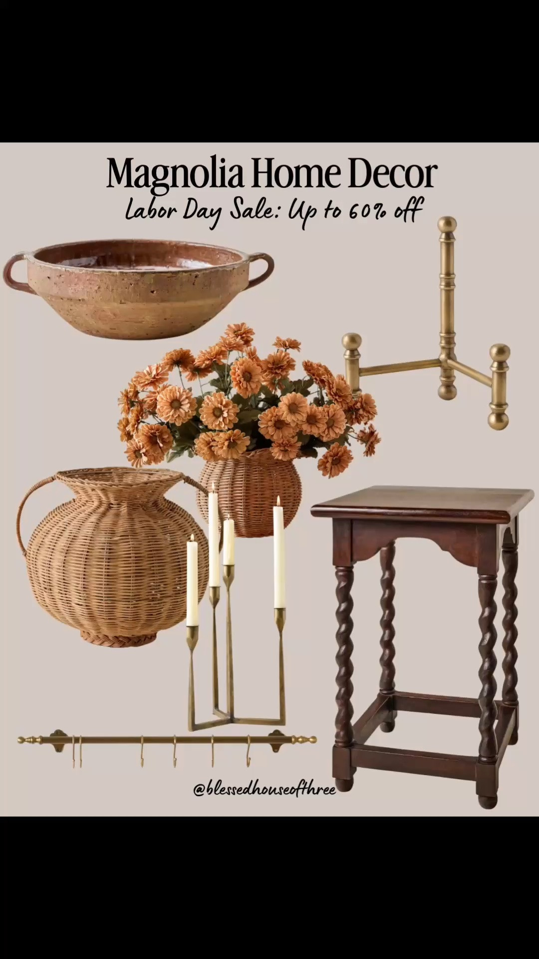 Magnolia Home decor is up to 60% off for Labor Day!

I found SO many good pieces in the sale. 🤎 Warm woods, woven textures, vintage-inspired brass, pretty lighting and the cutest fall florals — basically everything I love for creating that cozy, collected look for fall.

These would be so pretty for console styling, shelves, an entryway or an easy living room refresh without changing the whole space.

#LTKHome #LTKSeasonal #LTKSaleAlert