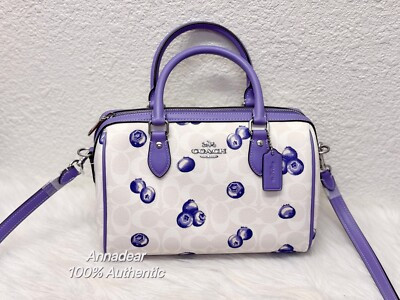 NWT Coach Rowan Satchel Bag In Signature Canvas With Blueberry Print CT216  | eBay | eBay US