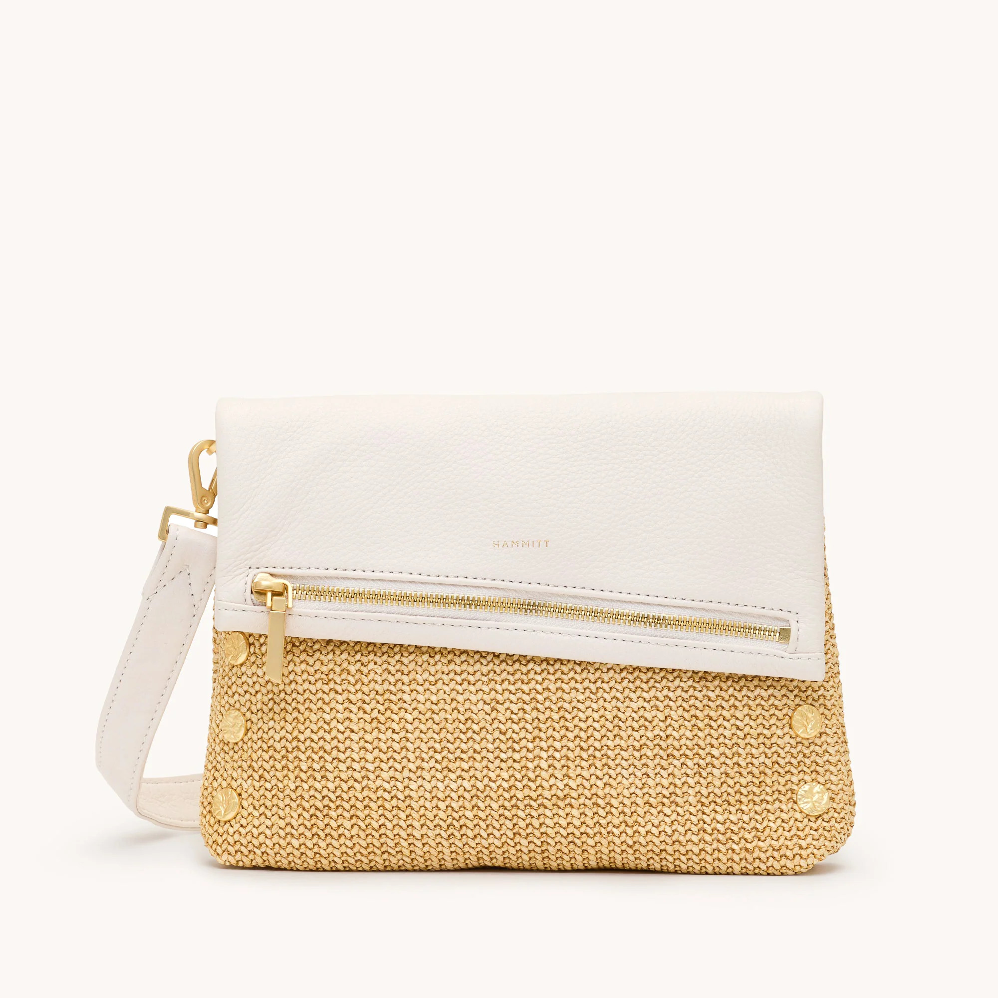 VIP | Calla Lily White Raffia/Brushed Gold Hammered | Med 840220525385 | Hammitt (US)