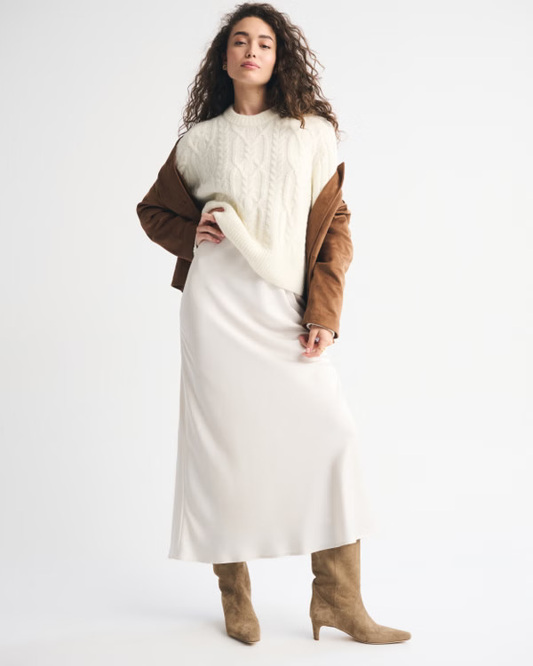 Women's The A&F Madeline Cable Crew Sweater | Women's Tops | Abercrombie.com | Abercrombie & Fitch (US)