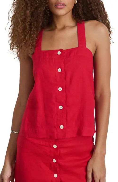 Alex Mill Zoe Linen Sleeveless Button-Up Top in Red at Nordstrom, Size X-Small | Nordstrom