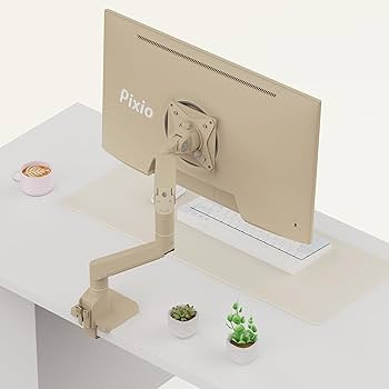 Pixio PS1S Wave Beige Single Monitor Arm Stand Desk Mount - Fits up to 32 inches Monitors and up ... | Amazon (US)