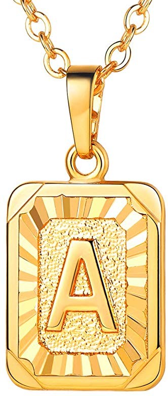 U7 Monogram Necklace A-Z 26 Letters Pendants 18K Gold/Platinum Plated Square Tiny Initial Necklac... | Amazon (US)