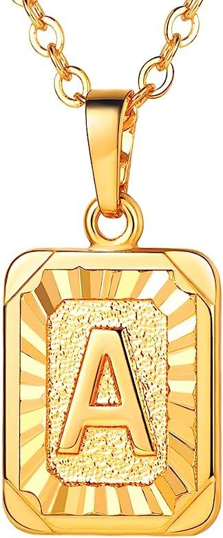 Monogram Necklace A-Z 26 Letters Pendants 18K Gold/Platinum Plated Square Tiny Initial Necklaces ... | Amazon (US)