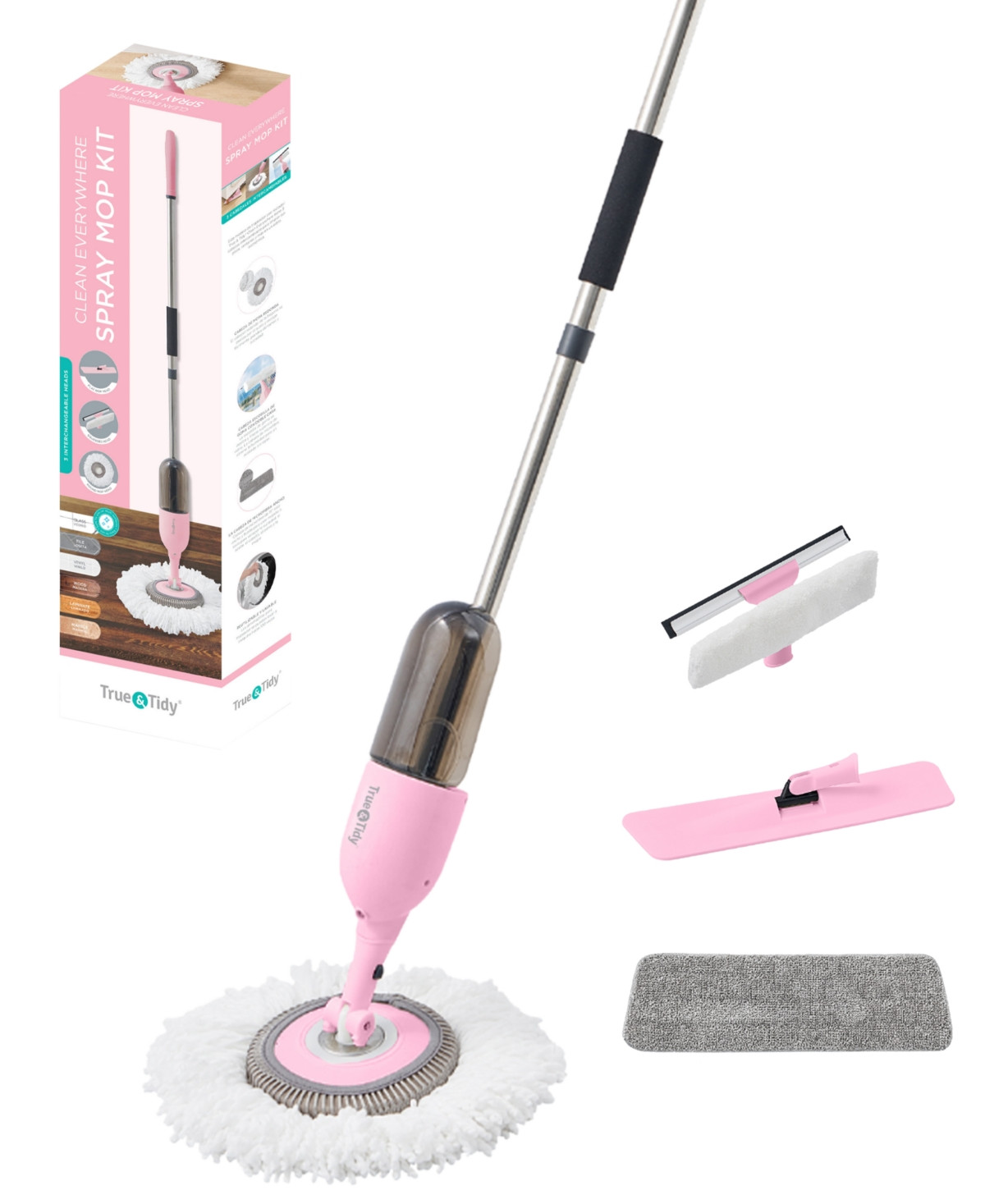 True & Tidy Spray-360 Clean Everywhere Spray Mop Kit - Pink | Macy's