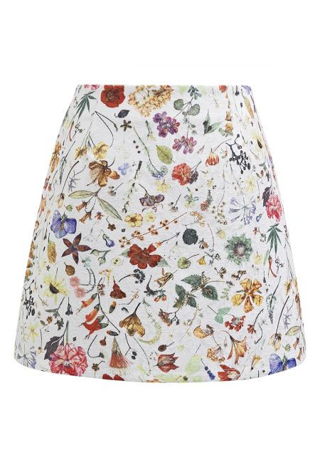Botanical Garden Jacquard Mini Bud Skirt | Chicwish