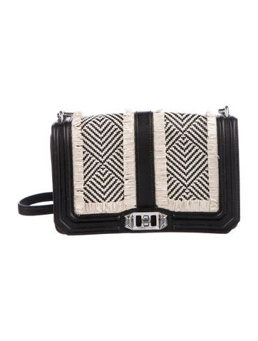 Rebecca Minkoff Raffia-Trimmed Love Crossbody Bag | The Real Real, Inc.