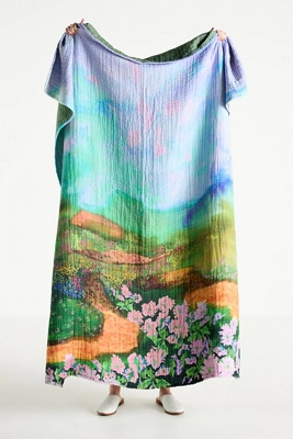Gemma Floral Printed Cotton Throw Blanket | Anthropologie (US)