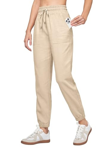 Willit Women Linen Pants Joggers Casual Lightweight Lounge Cotton Linen Travel Beach Summer Pants... | Amazon (US)