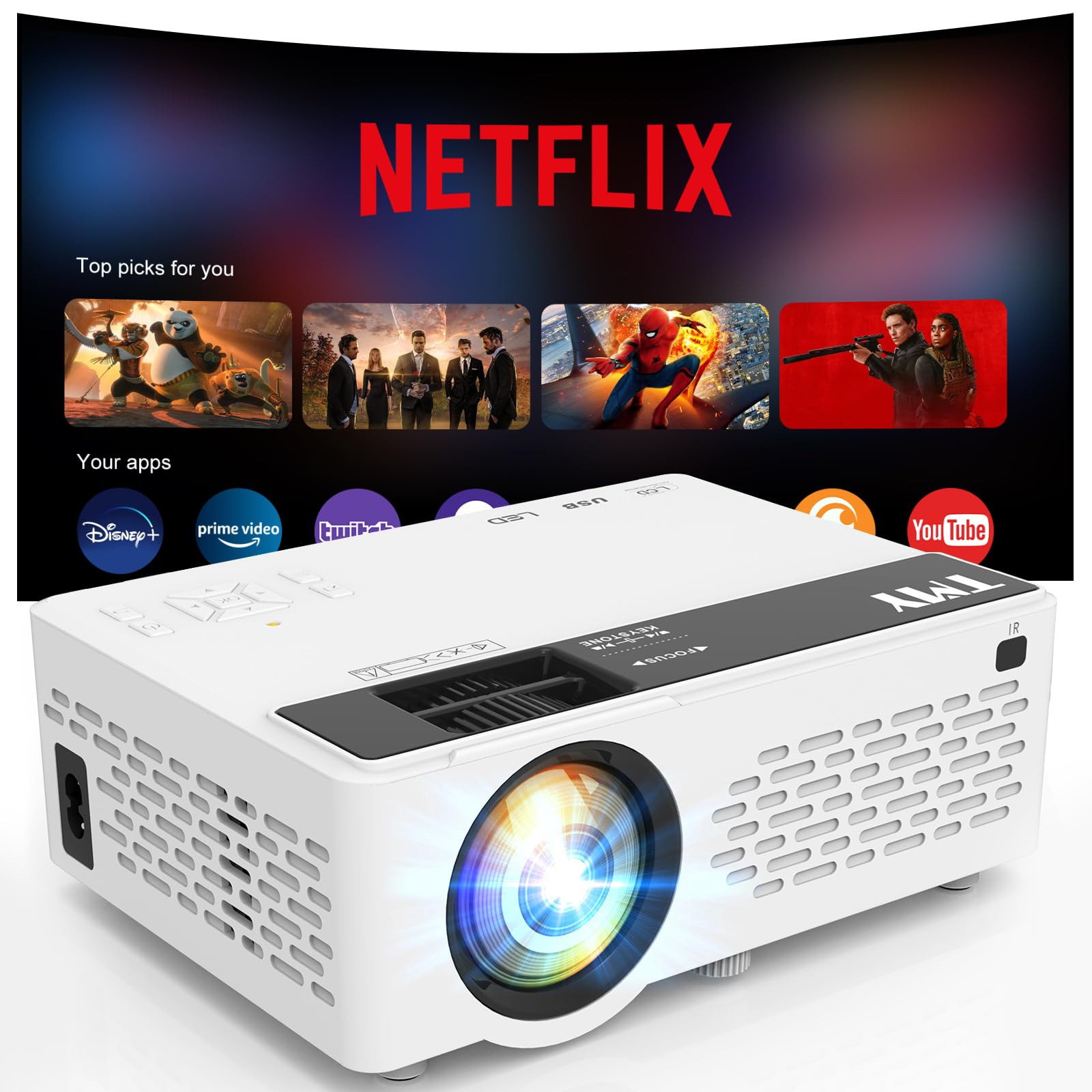 TMY Netflix-Officially-Licensed Mini Movie Projector with Wifi and Bluetooth, 1080P Full HD Porta... | Amazon (US)