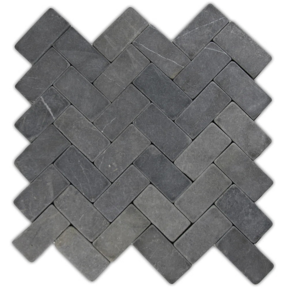 CNK Gambia 1" x 2" Natural Stone Mosaic Tile Matte Gray Mesh Backed Waterproof V2 - 0.9 Sq Ft | Wayfair North America